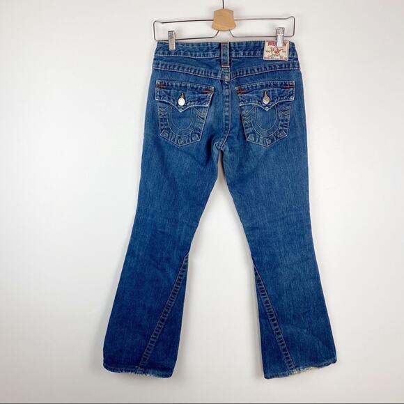 Y2K CORE True Religion ‘Joey’ Flare Jeans – Low Rise Distressed – Women’s 28 - Picture 1 of 9